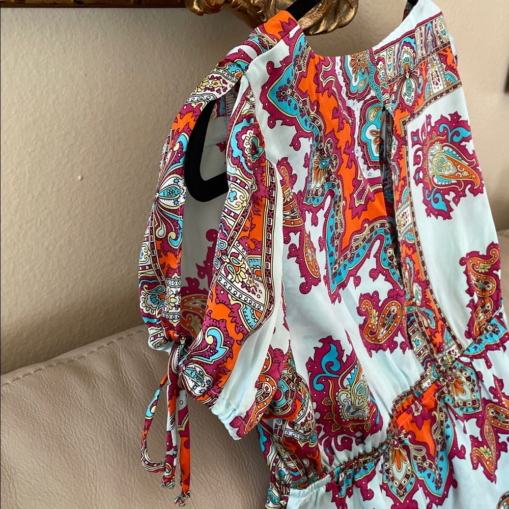 NWOT Alice & Trixie Multicolor Paisley Luxurious Silk Baby Doll Top Blouse L - Picture 8 of 12